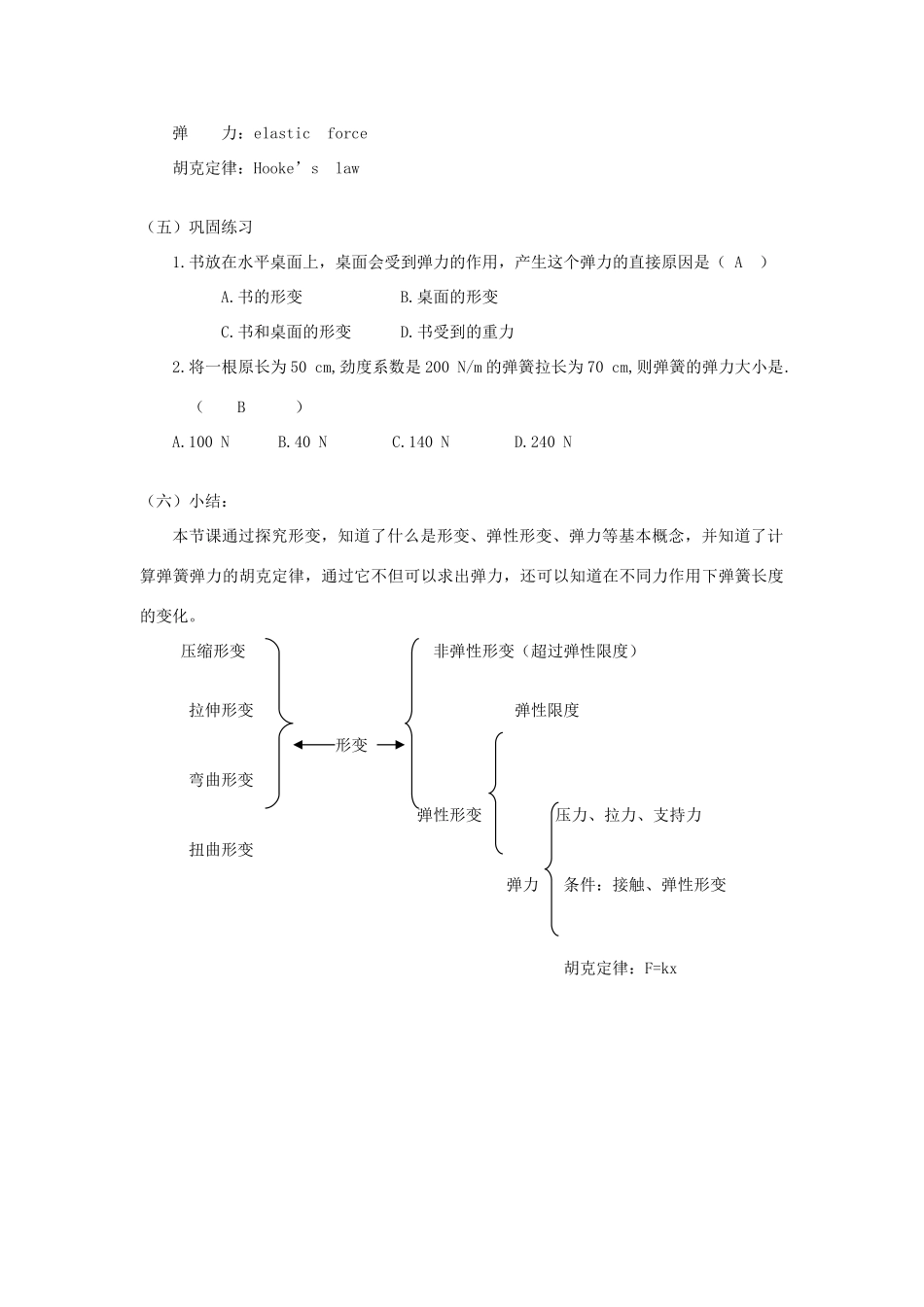 高中物理 第三章 研究物体间的相互作用 第一节 探究形变与弹力的关系教案1 粤教版必修1-粤教版高一必修1物理教案_第3页