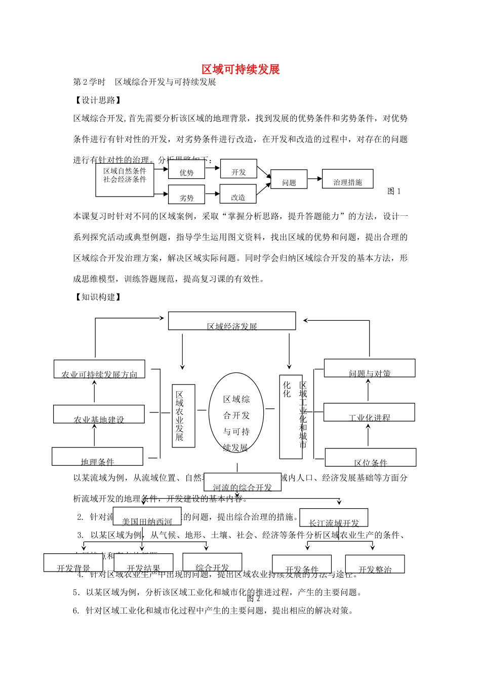 江苏省扬州市高考地理二轮专题复习 区域可持续发展 第2课时 区域可持续发展教案-人教版高三全册地理教案_第1页