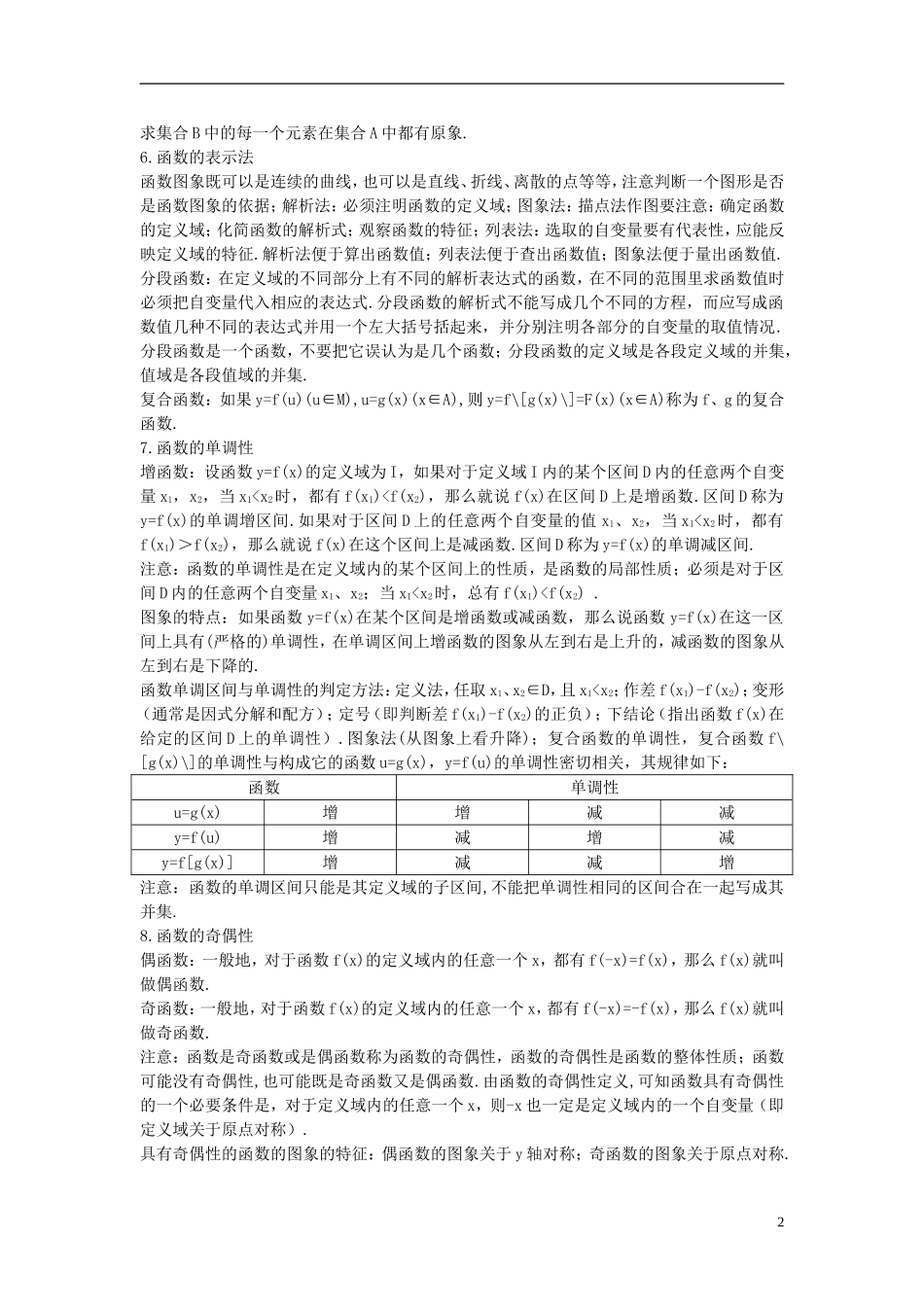 河北省青龙满族自治县逸夫中学高中数学 第1章 集合与函数概念（函数概念及性质）备课资料 新人教A版必修1_第2页