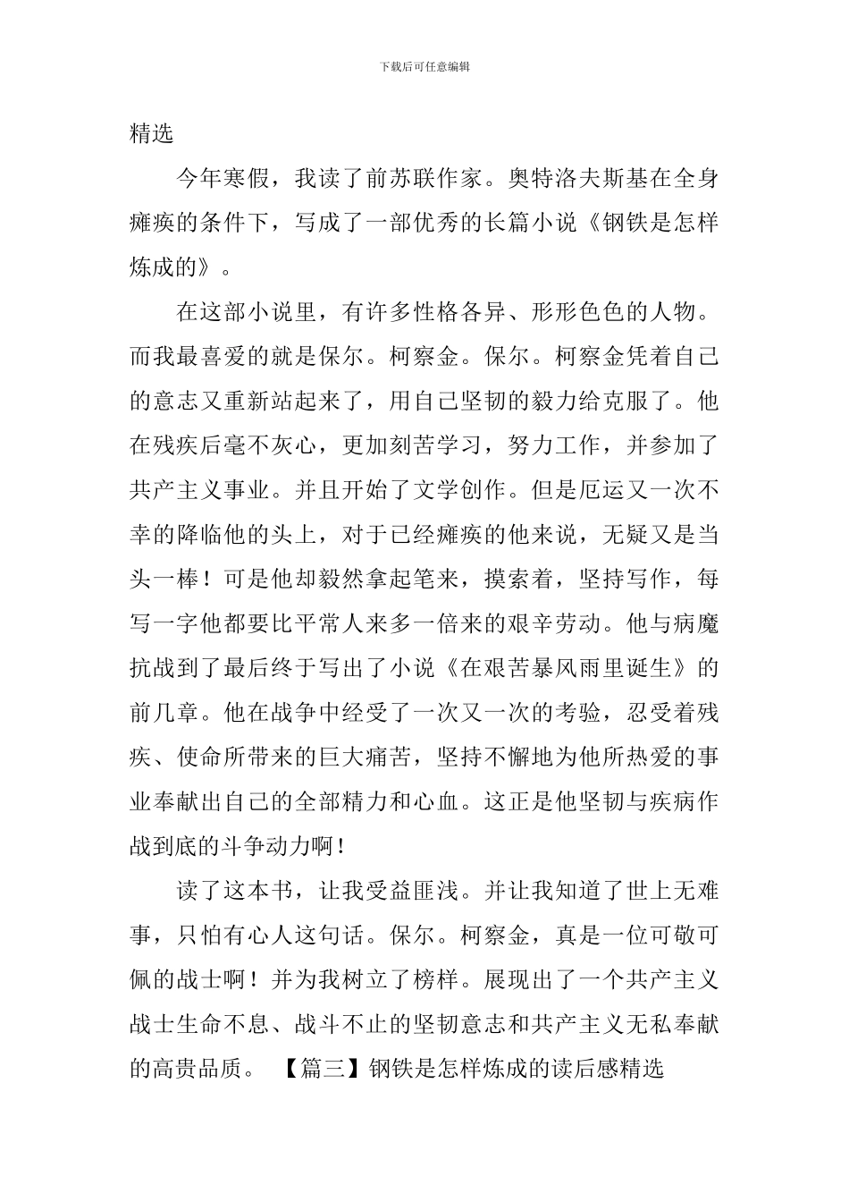 钢铁是怎样炼成的读后感精选_第2页