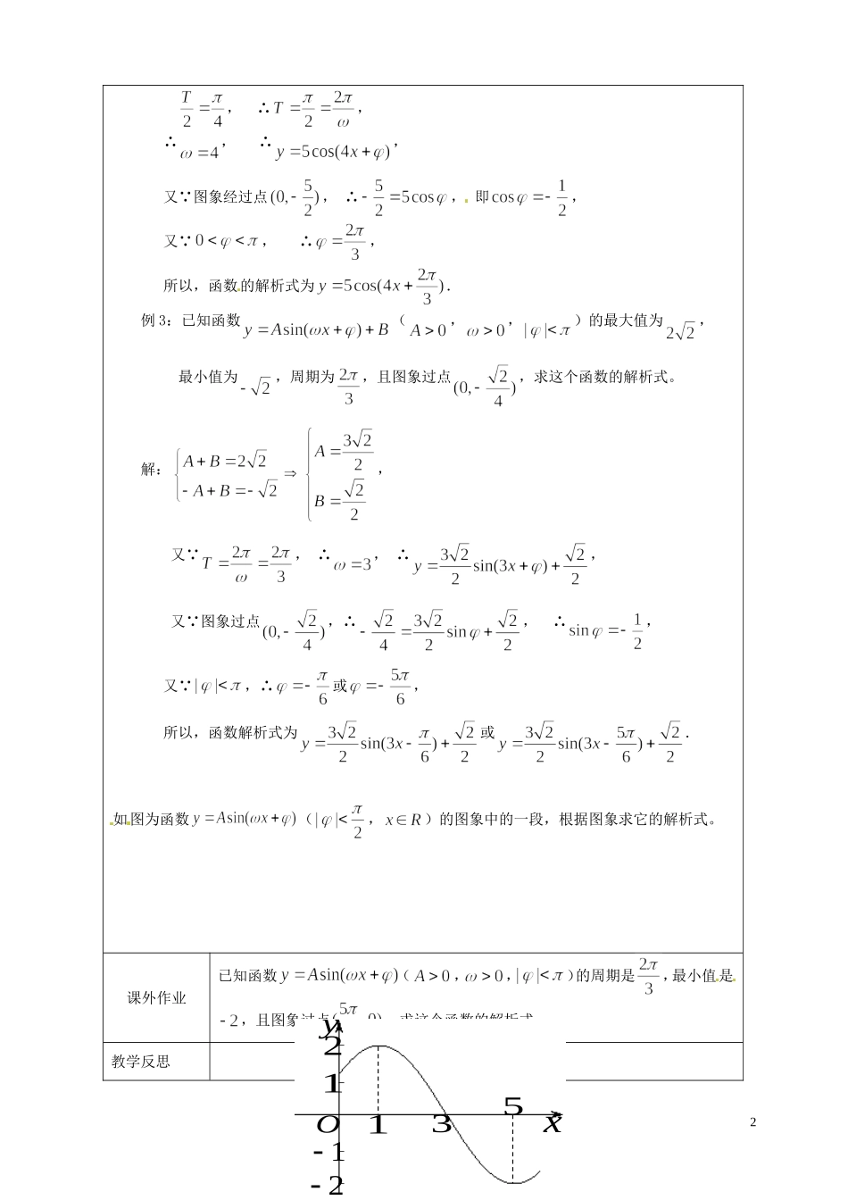 江苏省连云港市灌云县四队中学高中数学 1.3.4 函数 的解析式教案 苏教版必修4_第2页