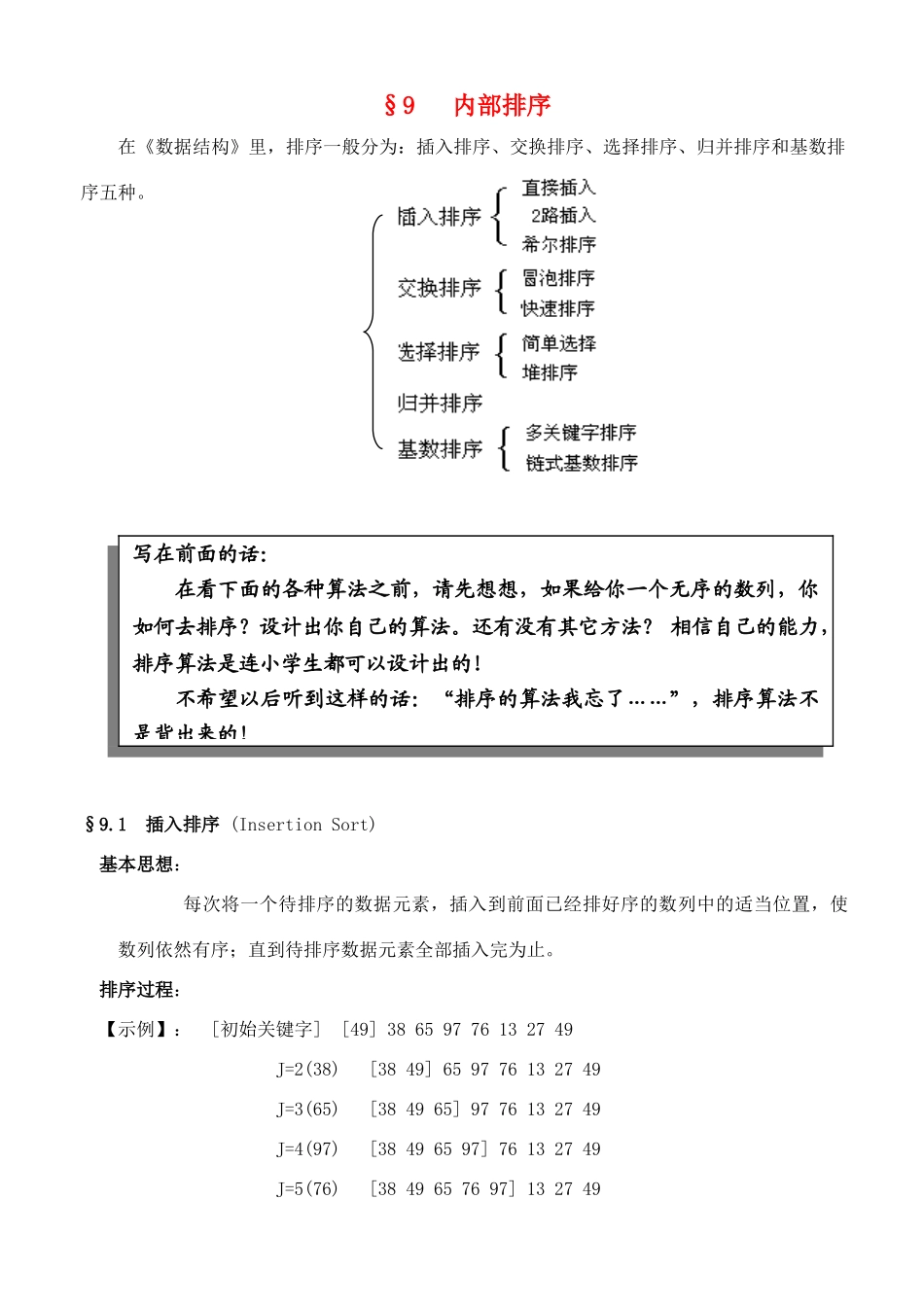 高中信息技术 竞赛班数据结构专项培训教程 09内部排序教案-人教版高中全册信息技术教案_第1页