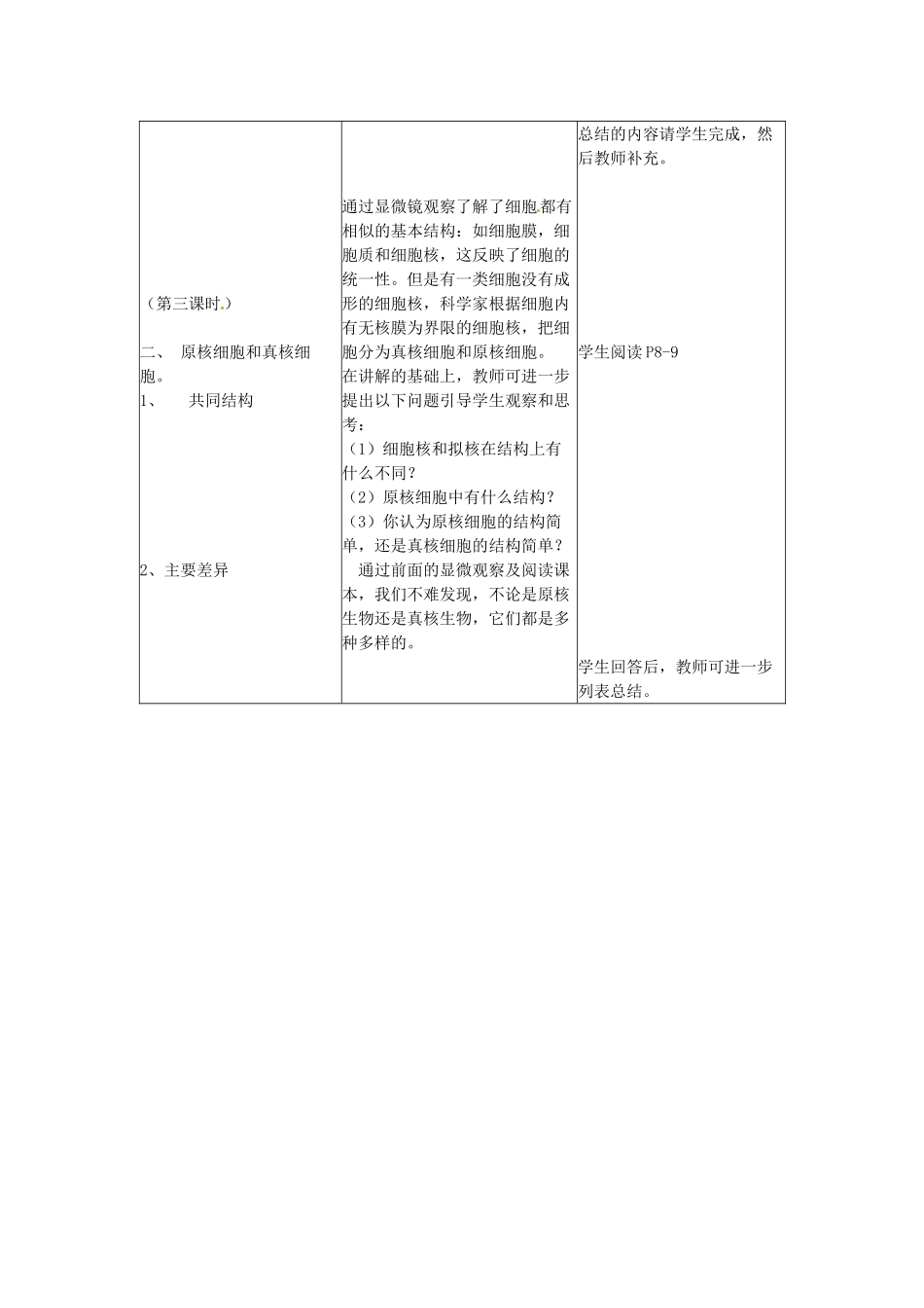 山西省石楼县石楼中学高一生物《第一章 走近细胞》教案 人教版_第3页
