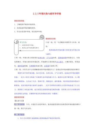 湖南省张家界市慈利县赵家岗土家族乡中学九年级政治全册 2.2.3 环境污染与破坏导学案 湘教版