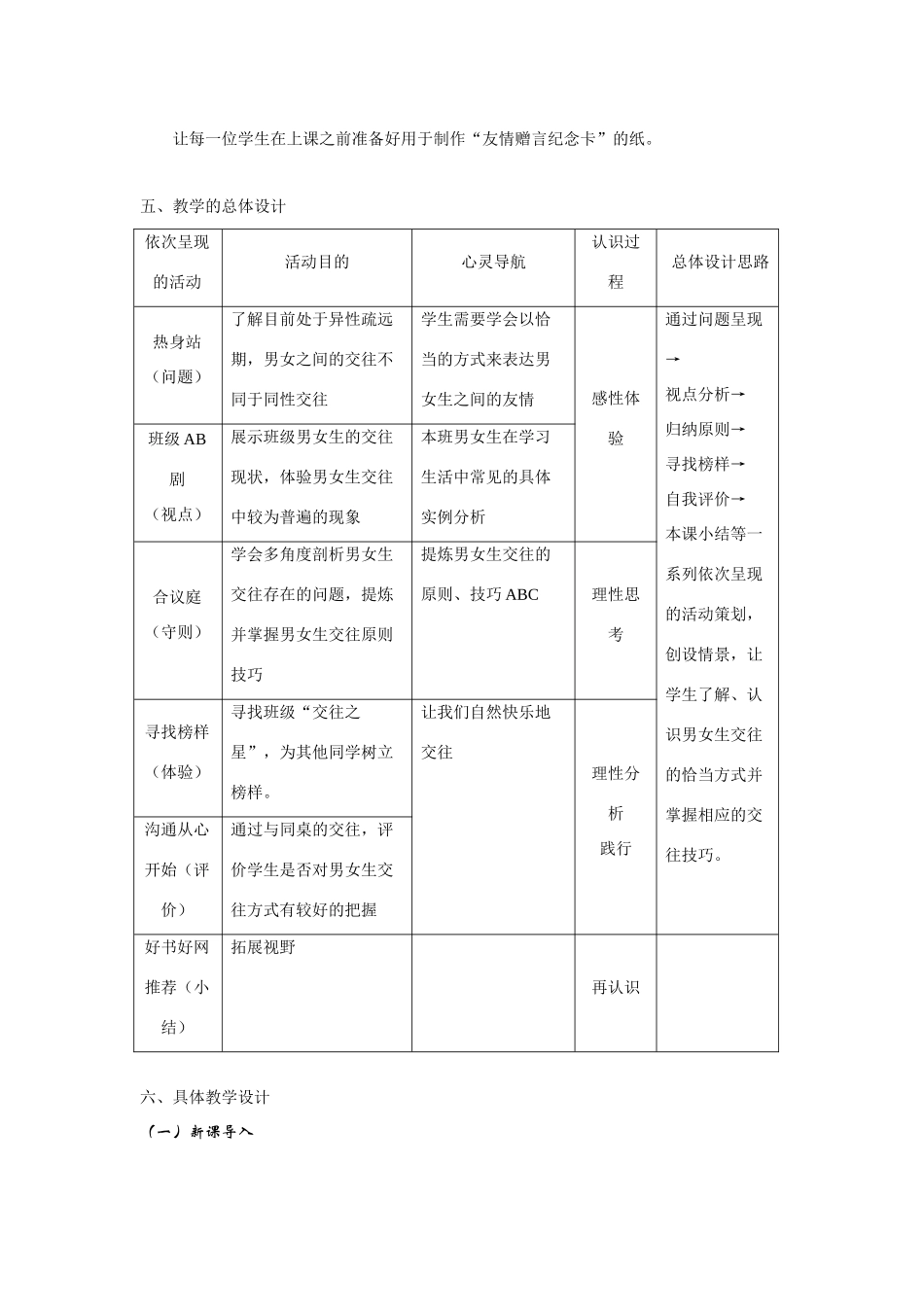 七年级政治上册 第四课 欢快的青春节拍 男生女生教学设计 鲁教版教材_第2页