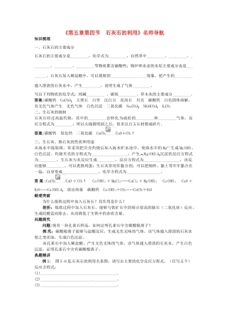 九年级化学全册《第五章第四节 石灰石的利用》名师导学 沪教版
