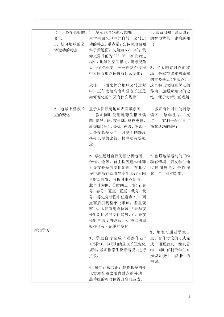 贵州省湄潭县乐乐中学高中地理《第三节 地球的运动 地球运动的地理意义》教案2 新人教版必修1_第2页