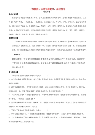 中考语文专题复习学案 标点符号 苏教版
