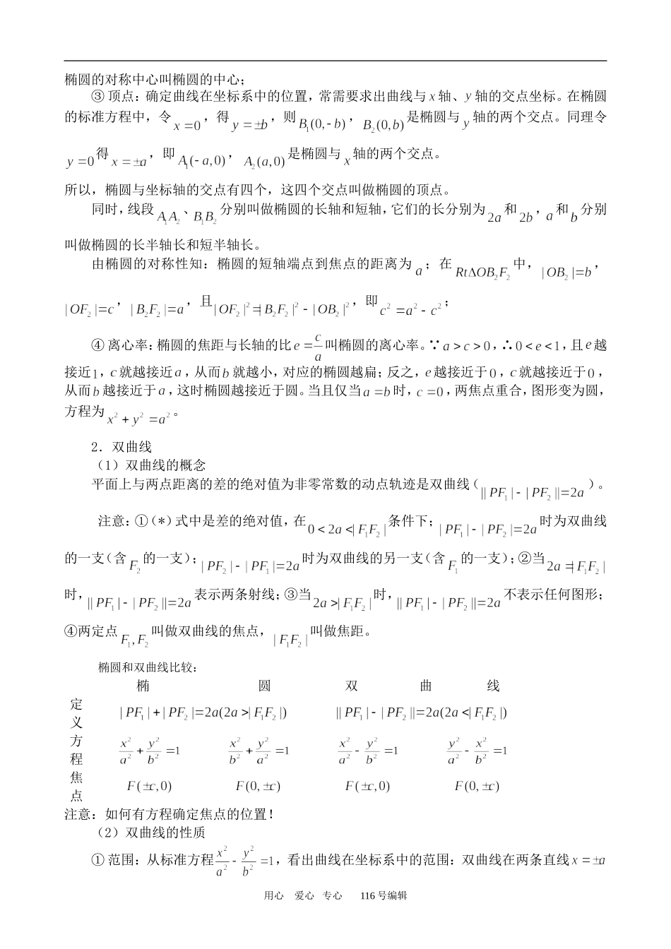 数学苏教版选修1-1 圆锥曲线方程及性质_第2页