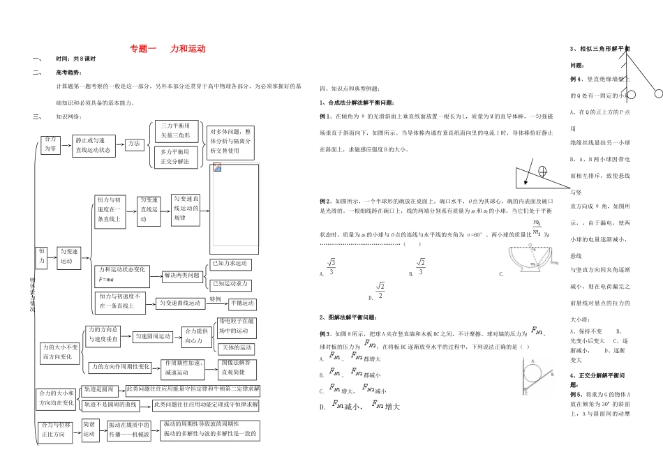 八年级物理专题一 力和运动学案人教版_第1页
