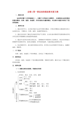 高中物理 第一章运动的描述章末复习教案 新人教版必修1