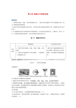 高中物理 第6章 能源与可持续发展 第1节 能量的多种形式教案 鲁科版必修第三册-鲁科版高二第三册物理教案