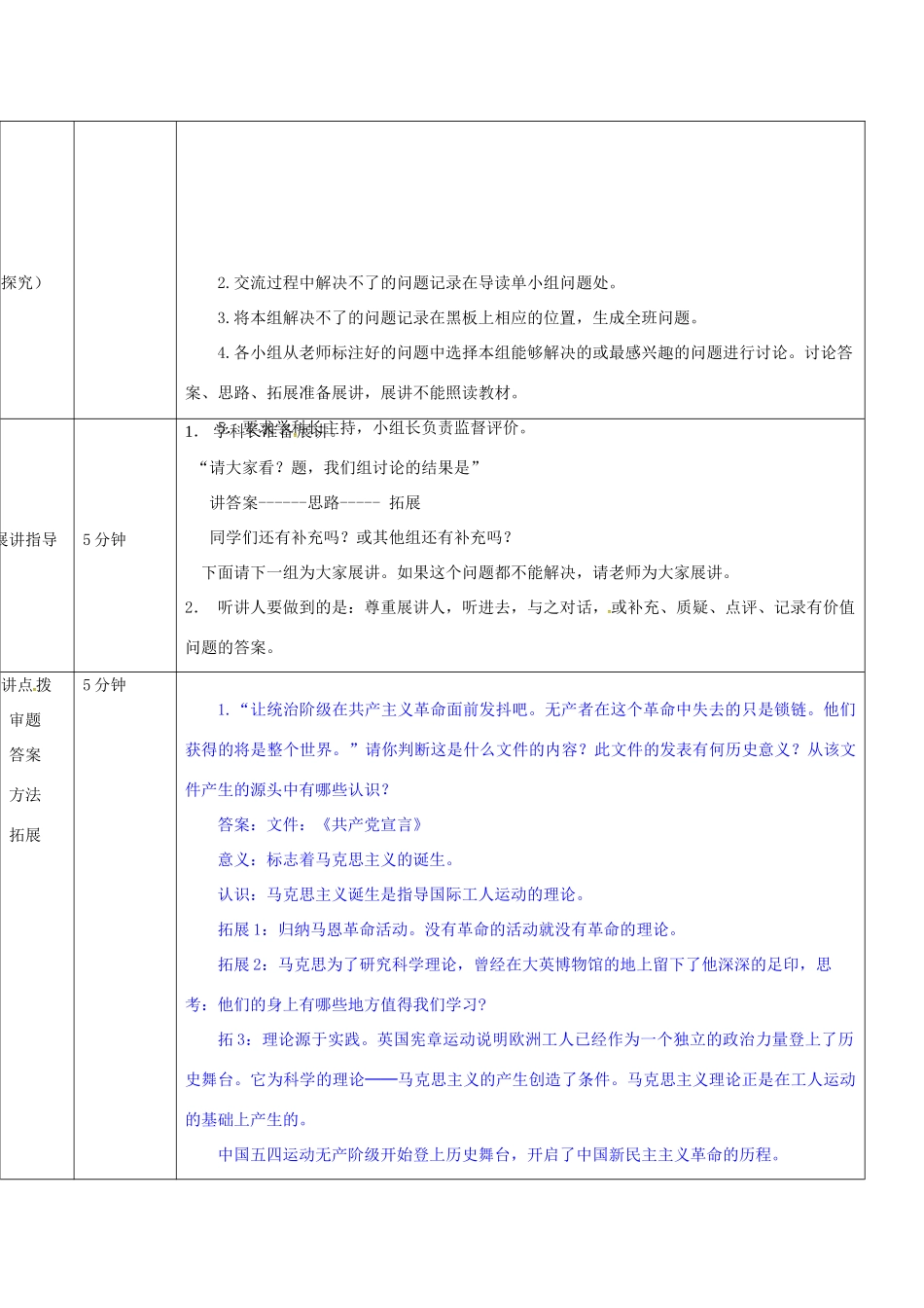 山东省济阳县九年级历史上册 17 国际工人运动与马克思主义的诞生导学案设计 新人教版-新人教版初中九年级上册历史学案_第3页