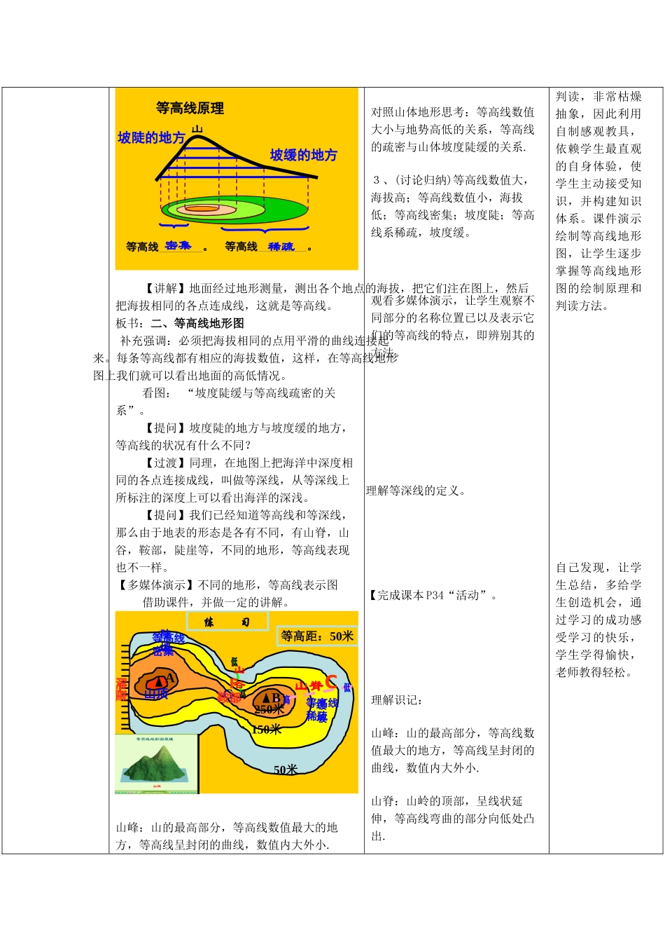 2012年秋七年级地理上册 第二单元 第二节 地形图的判读教学设计 商务星球版_第3页