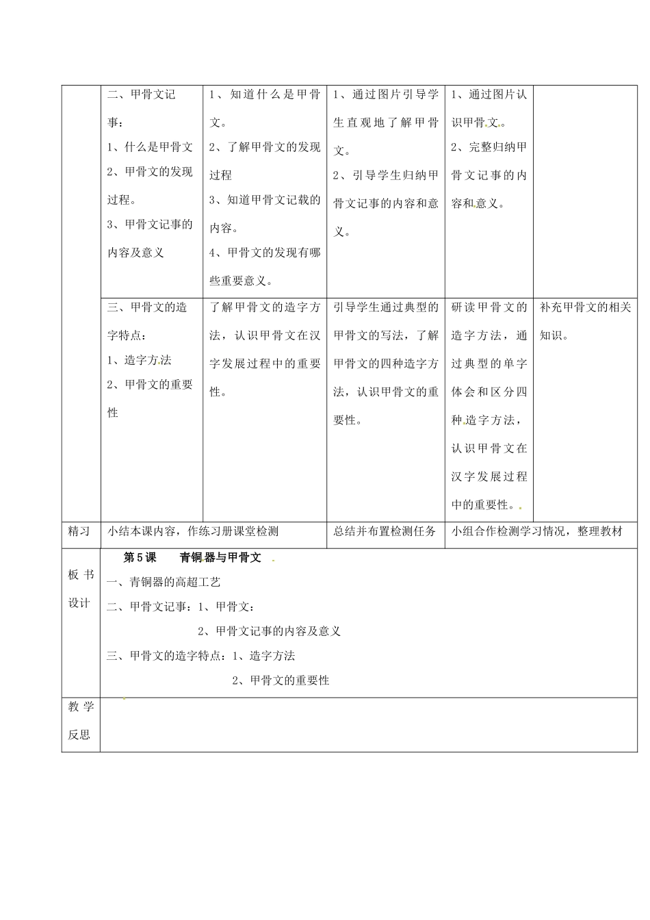 （秋季版）吉林省通化市七年级历史上册 第2单元 第5课《青铜器与甲骨文》导学案 新人教版-新人教版初中七年级上册历史学案_第2页