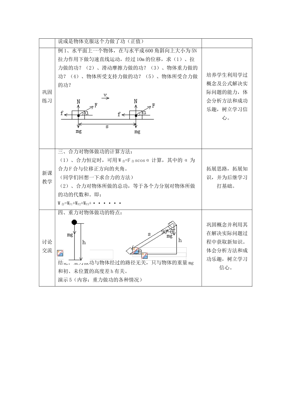 高中物理 第四章 机械能和能源 第1节 功教案1 粤教版必修2-粤教版高一必修2物理教案_第2页