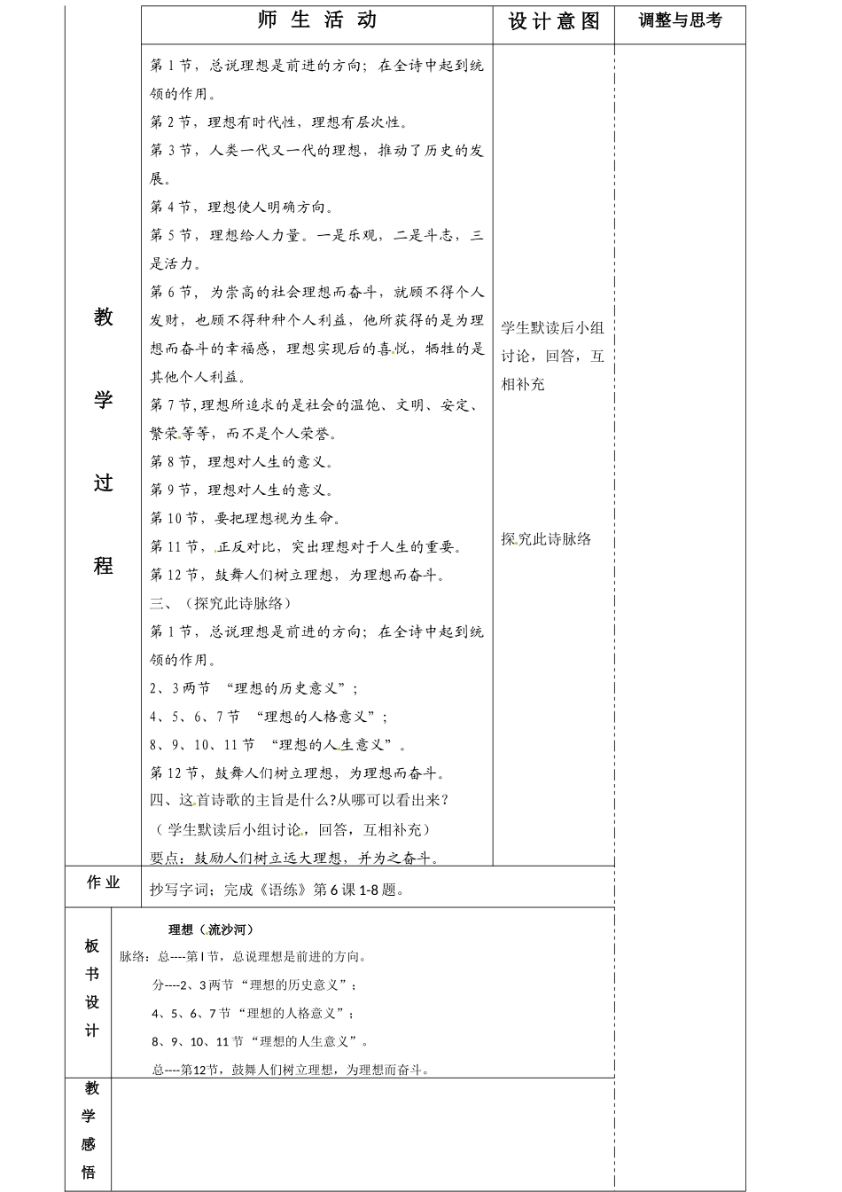 七年级语文上册 《理想》（二）教学设计 人教新课标版教材_第3页