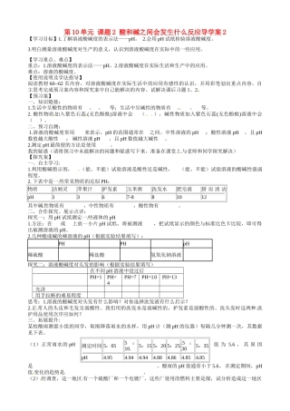 甘肃省玉门市花海中学九年级化学下册 第10单元 课题2 酸和碱之间会发生什么反应导学案2（无答案） 新人教版