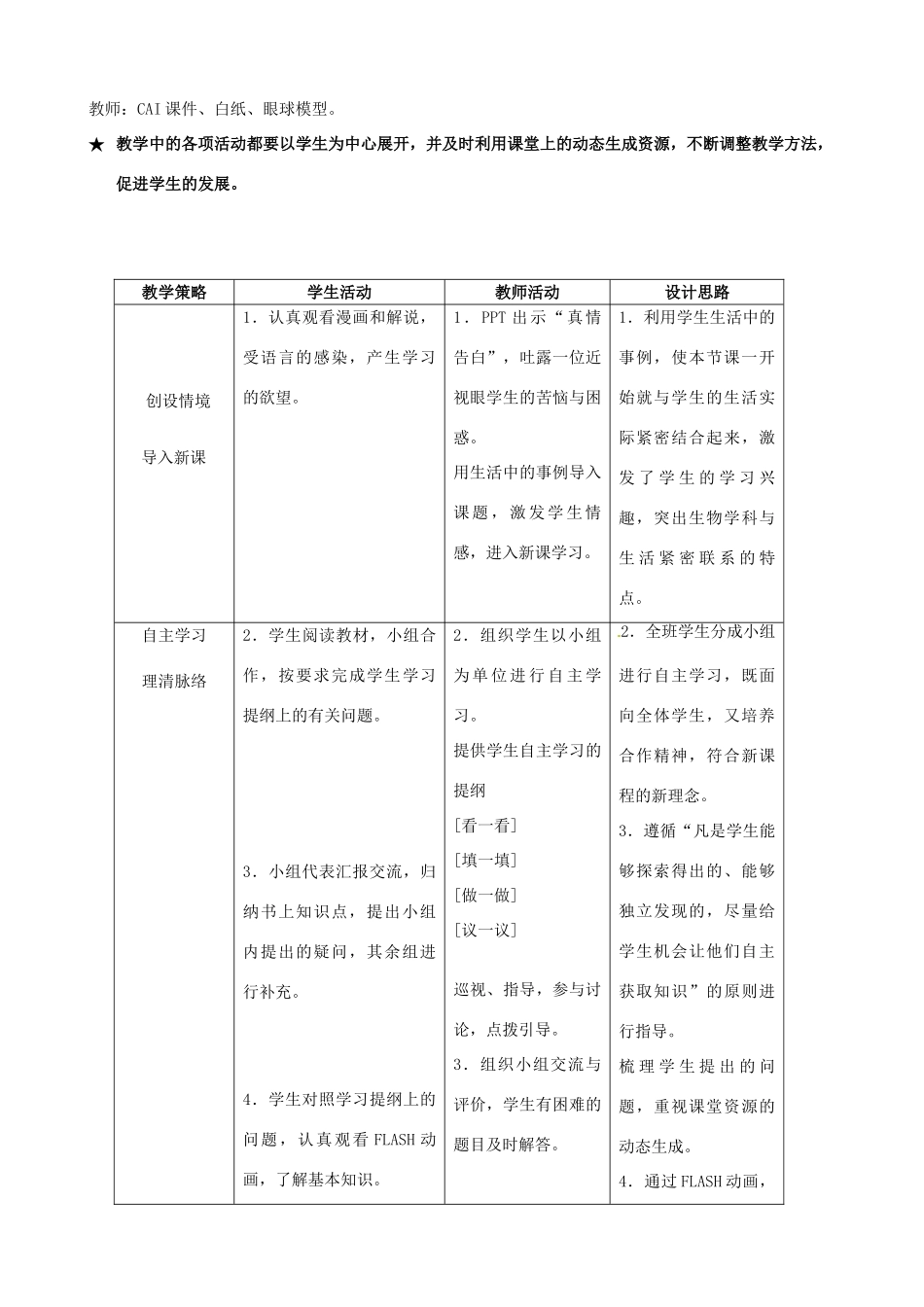2013-2014学年七年级生物下册 第六章 人体生命活动的调节 第一节 人体对外界环境的感知教案1 新人教版_第2页