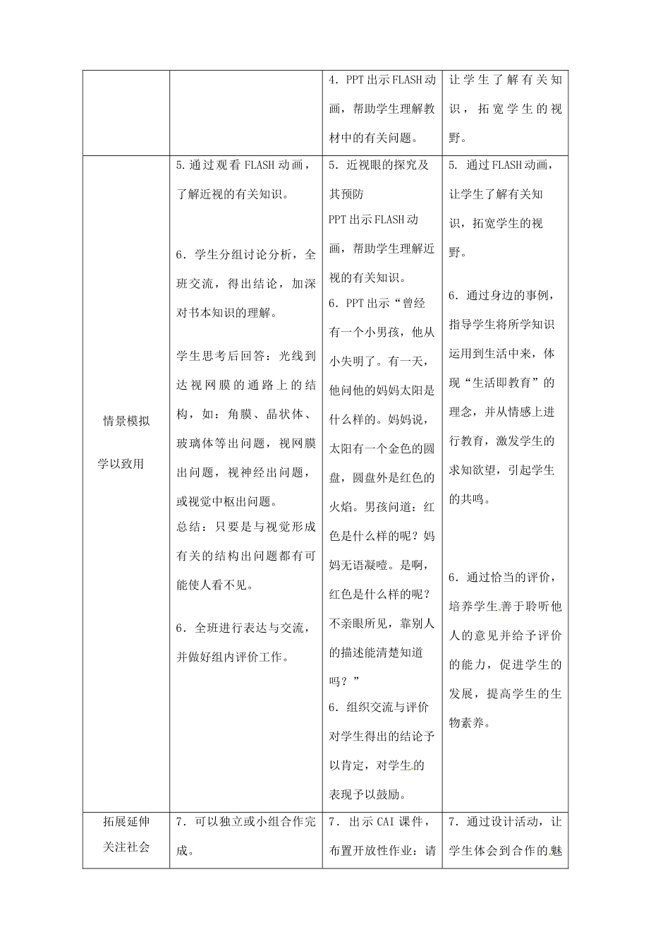 2013-2014学年七年级生物下册 第六章 人体生命活动的调节 第一节 人体对外界环境的感知教案1 新人教版_第3页