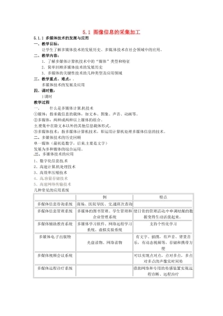 高中信息技术 5.1图像信息的采集加工教案 教科版必修1-教科版高一必修1信息技术教案