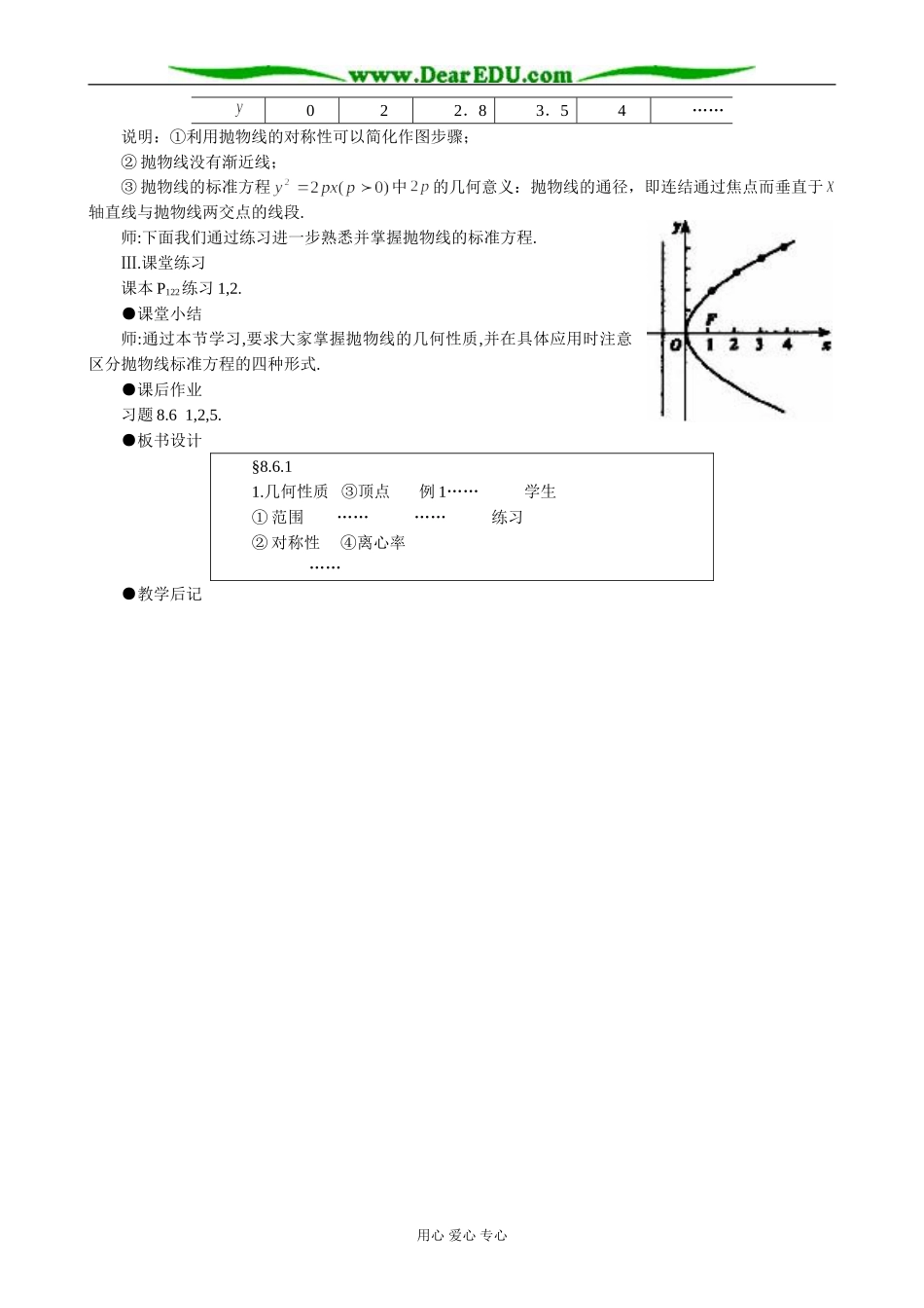 人教版高中数学必修第二册8.6抛物线的简单几何性质1_第2页
