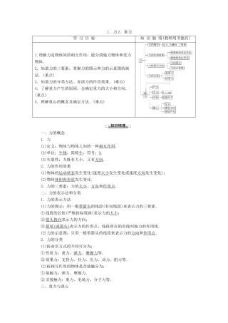 高中物理 第2章 1 力 2 重力教案 教科版必修1-教科版高一必修1物理教案