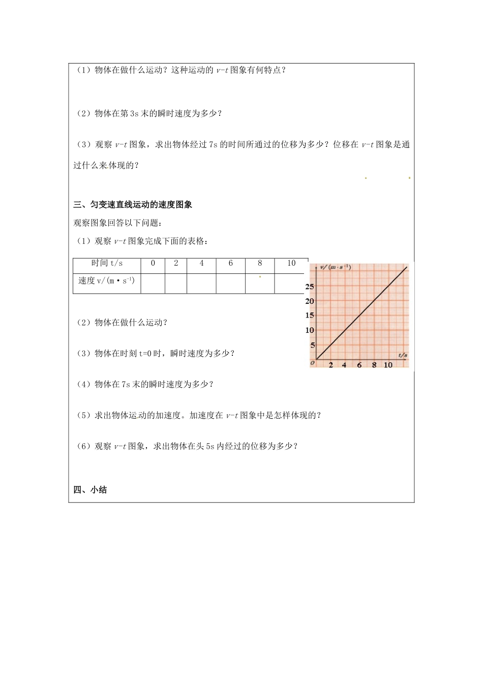 广东省陆河外国语学校高中物理《1.6 用图像描述直线运动》教案 新人教版必修1_第3页