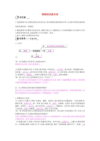 七年级历史下册 第五单元 第4课 唐朝的民族关系学案1 岳麓版-岳麓版初中七年级下册历史学案