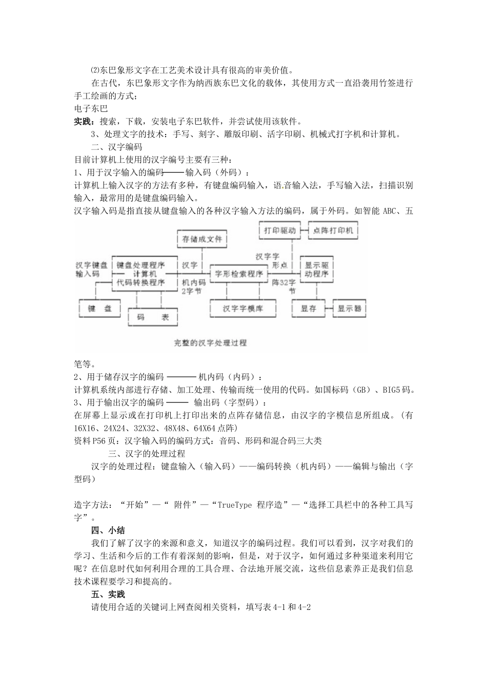 高中信息技术 4.1.1文字及其处理技术教案 教科版必修1-教科版高一必修1信息技术教案_第2页