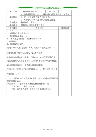 人教版高中数学必修第二册椭圆的几何性质（2）