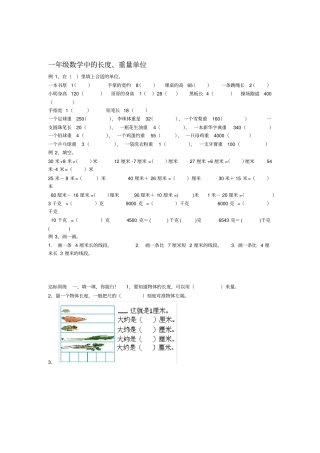 一年级数学中的长度重量单位