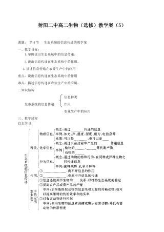 射阳二中高二生物（选修）教学案（5）