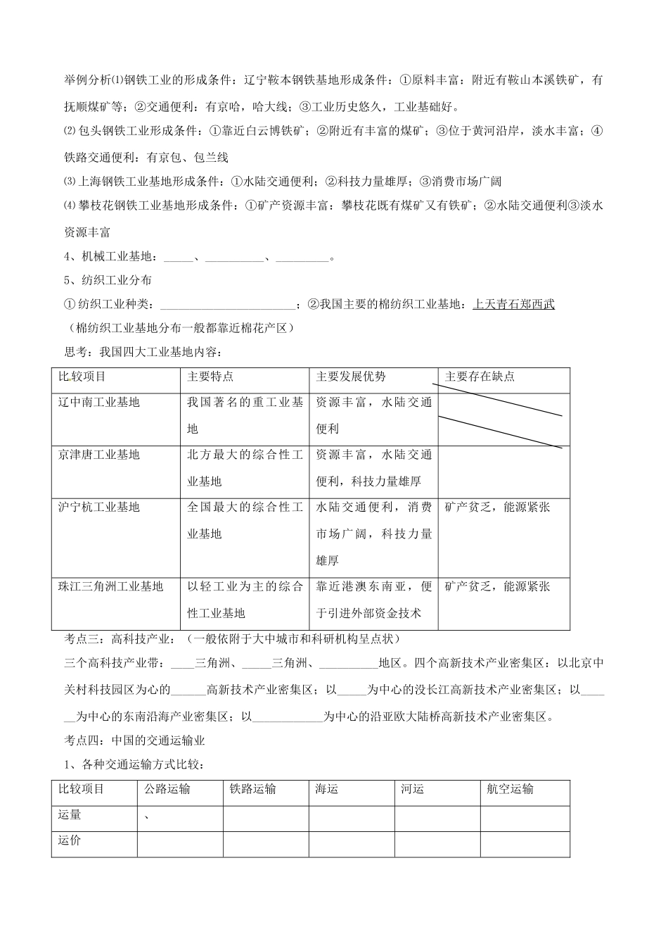 九年级地理专题复习学案17 中国主要的产业湘教版_第2页