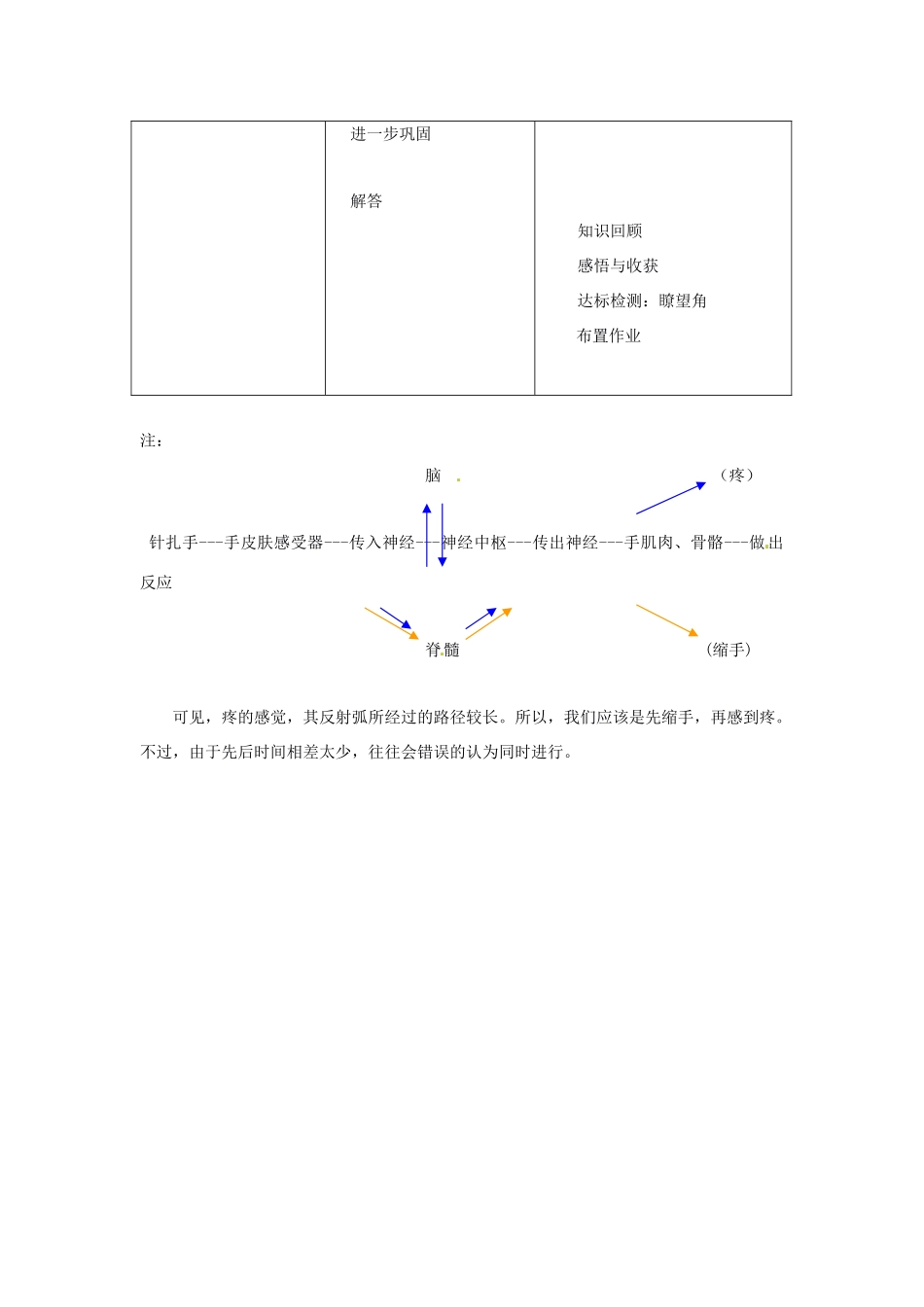 2013-2014学年七年级生物下册 第六章 人体生命活动的调节 第三节 神经调节的基本方式教案2 新人教版_第3页