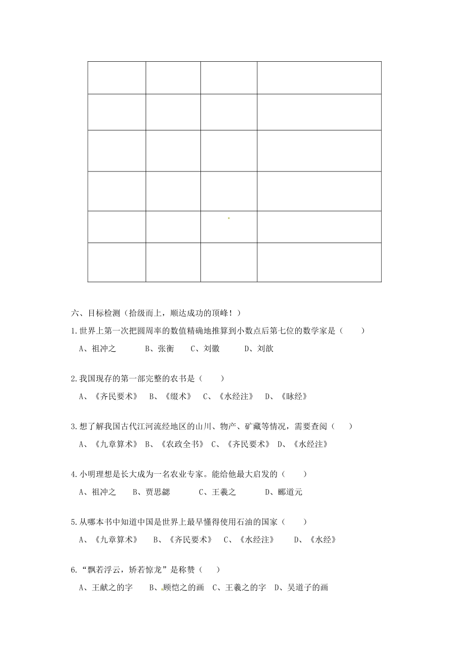 河南师大附中七年级历史上册 第21-22课 承上启下的魏晋南北朝文化学案 新人教版_第3页