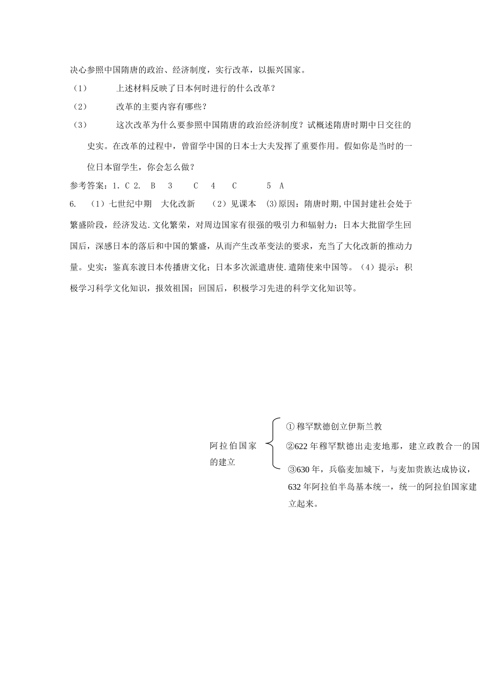 九年级历史上册 第4课 亚洲封建国家学案 中华书局版-中华书局版初中九年级上册历史学案_第2页