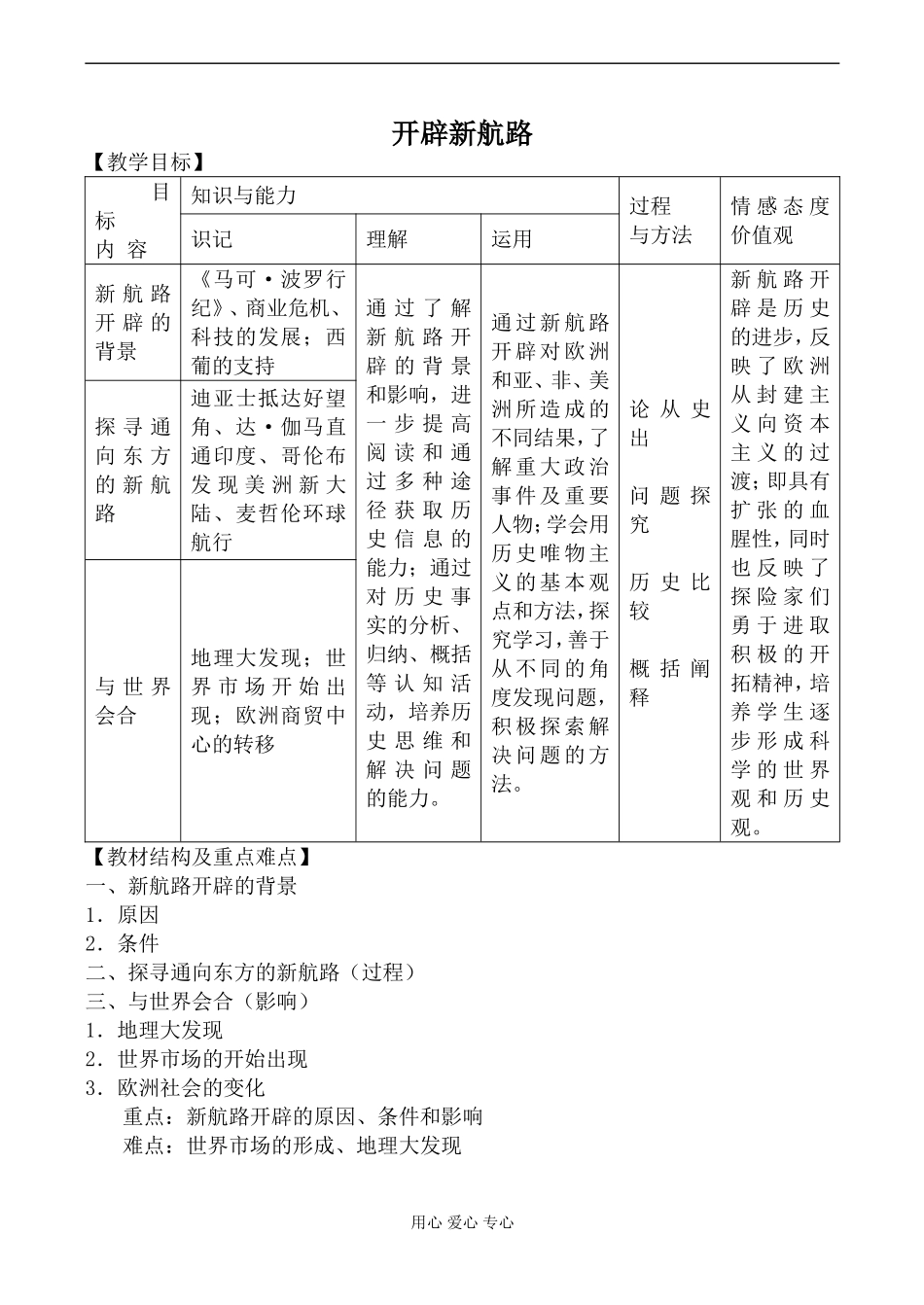 新人教版必修2高中历史开辟新航路教案_第1页