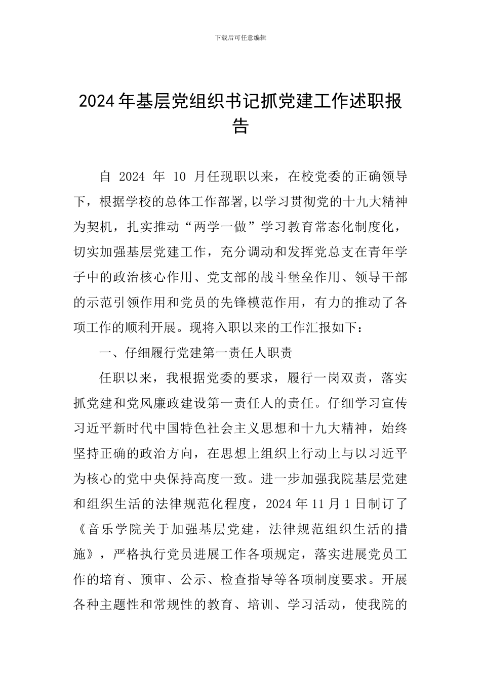 2024年基层党组织书记抓党建工作述职报告-2_第1页