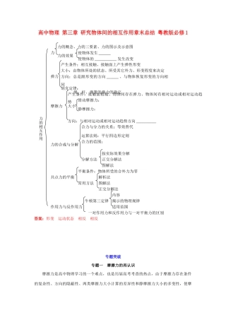高中物理 第三章 研究物体间的相互作用章末总结 粤教版必修1