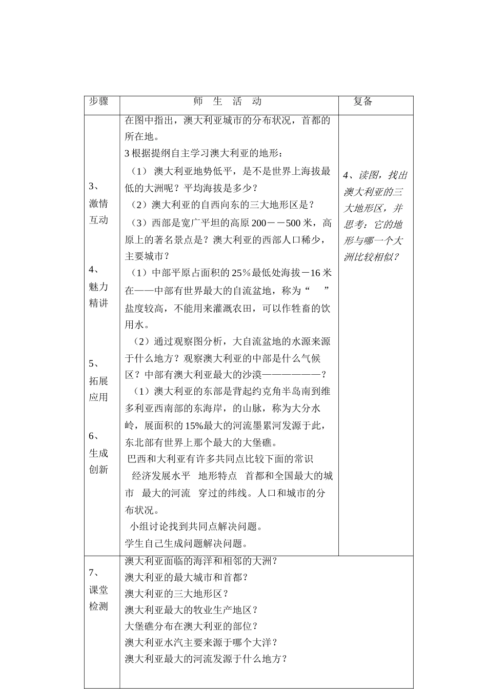 七年级地理下册：第三章第七节 澳大利亚（学案）湘教版_第2页