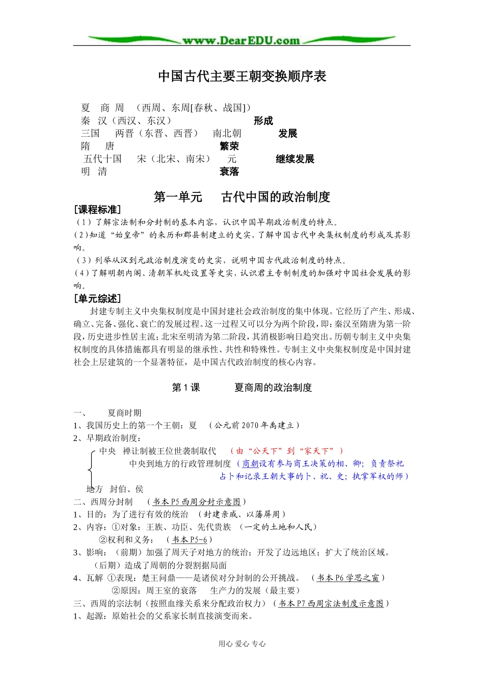 人教版历史必修一政治史复习教案（全册）_第1页