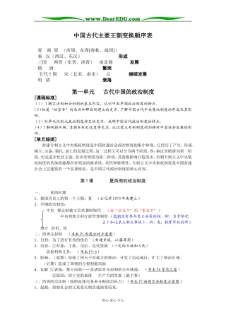 人教版历史必修一政治史复习教案（全册）