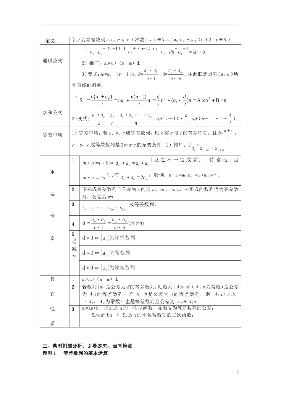 四川省宣汉县第二中学高中数学 第2章《等差等比数列》教案 新人教A版必修5_第3页