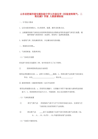 山东省肥城市湖屯镇初级中学九年级化学《实验室制氧气、二氧化碳》学案 人教新课标版