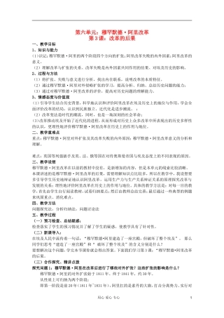 山东省临清一中高二历史 第六单元第3课 穆罕默德阿里改革的后果精品教案 选修1