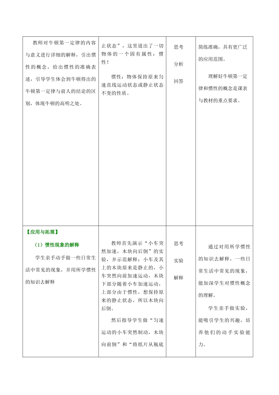 高中物理 第四章 力与运动 第一节 伽利略的理想实验与牛顿第一定律教案2 粤教版必修1-粤教版高一必修1物理教案_第3页