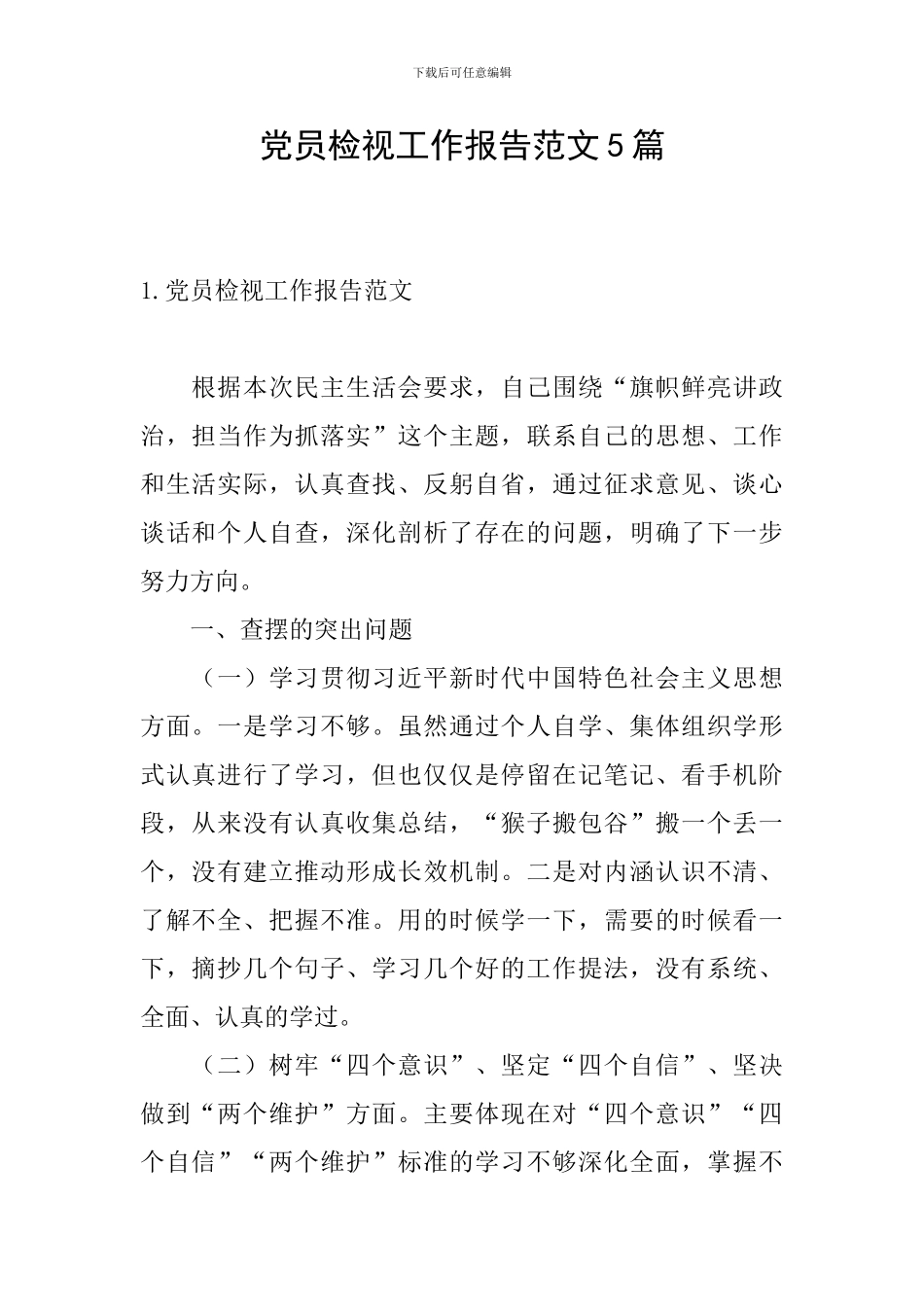 党员检视工作报告范文5篇_第1页