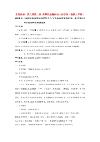 九年级政治 高擎民族精神的火炬学案2 鲁教版