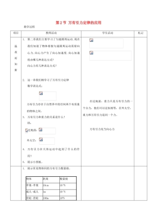 高中物理 第三章 万有引力定律及其应用 第2节 万有引力定律的应用教案2 粤教版必修2-粤教版高一必修2物理教案